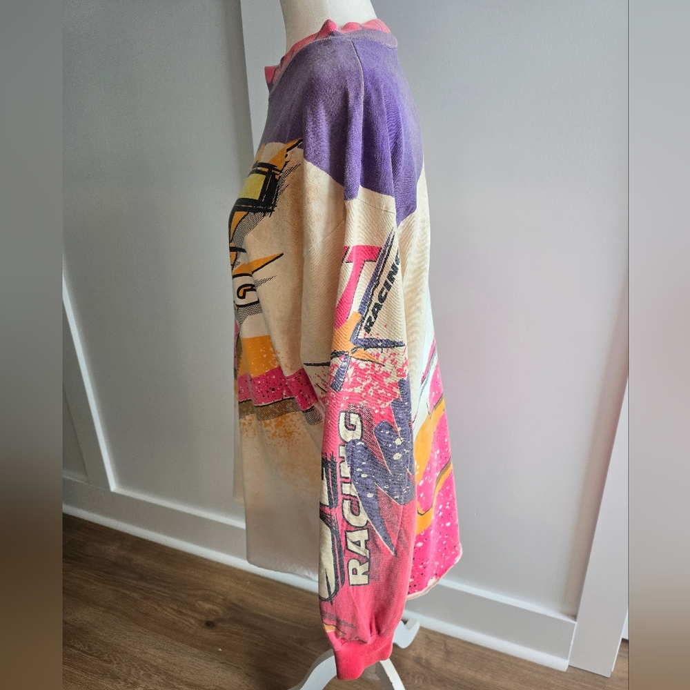 Vintage 80s/90s JT Racing Long Sleeve Mock Neck T Shirt, Size Large - Picture 3 of 10